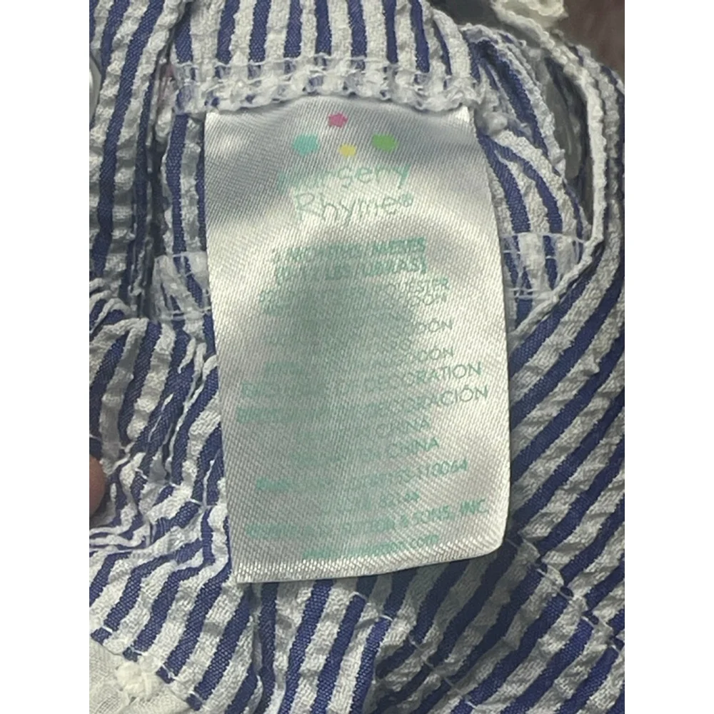 Baby Nursery Rhymes ruffle butt romper 3 Months Whale seersucker